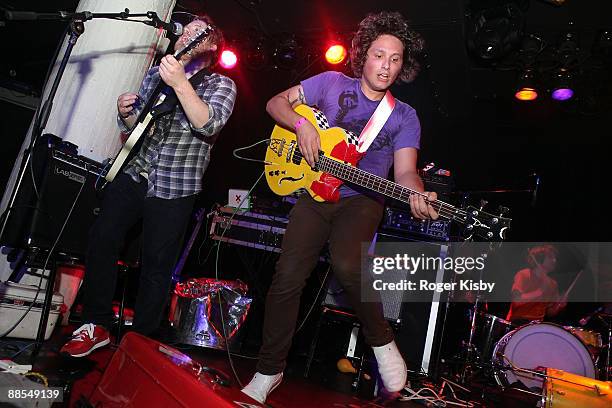 James Harvey, Ben Money and Mike Cammarata of Drink Up Buttercup perform onstage at Santos Party House on June 17, 2009 in New York City.