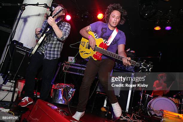 James Harvey, Ben Money and Mike Cammarata of Drink Up Buttercup perform onstage at Santos Party House on June 17, 2009 in New York City.