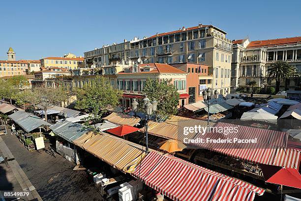 cour saleya, nice, france - cours saleya stockfoto's en -beelden