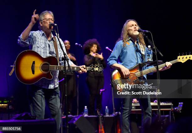 Former Poco members Richie Furay and Timothy B. Schmit reunite and perform onstage during Timothy B. Schmit's "Leap of Faith" solo tour at Saban...