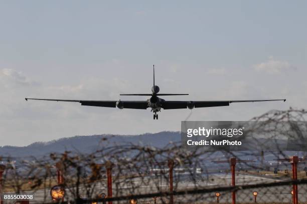 Dec 04, 2017-Osan, South Korea-United States Airforce U2-S landing on the runway at Osan Military Airbase in Pyeongtaek, South Korea. South Korea and...