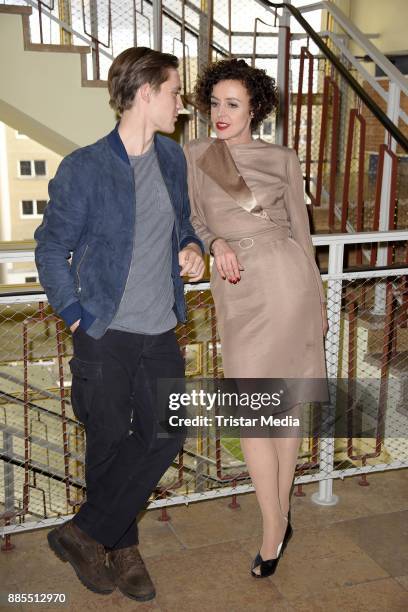 Jonas Nay and Maria Schrader during a set photo call for the TV series 'Deutschland86' on December 4, 2017 in Berlin, Germany.