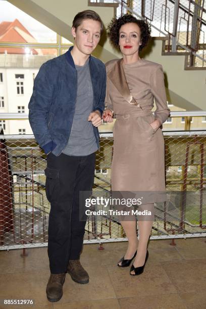 Jonas Nay and Maria Schrader during a set photo call for the TV series 'Deutschland86' on December 4, 2017 in Berlin, Germany.