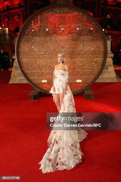 Poppy Delevingne attends the Swarovski Prolouge at The Fashion Awards 2017 in partnership with Swarovski at Royal Albert Hall on December 4, 2017 in...