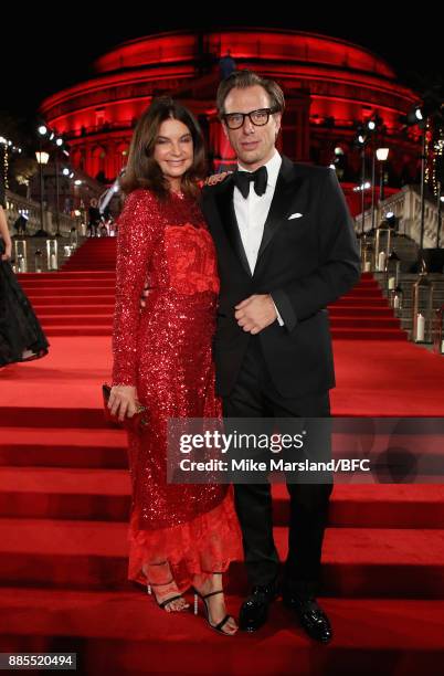 Dame Natalie Massenet and Erik Torstensson attend The Fashion Awards 2017 in partnership with Swarovski at Royal Albert Hall on December 4, 2017 in...