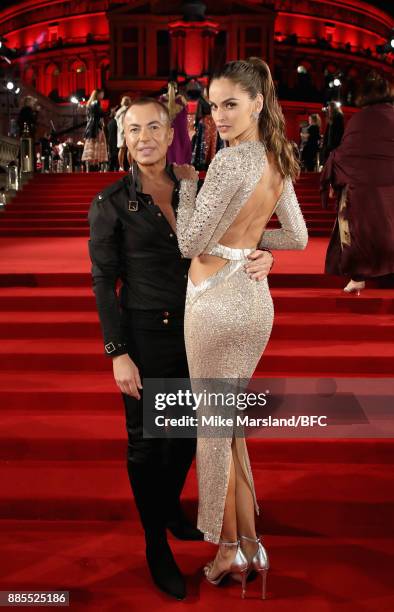 Julien Macdonald and Izabel Goulart attend The Fashion Awards 2017 in partnership with Swarovski at Royal Albert Hall on December 4, 2017 in London,...