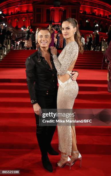 Julien Macdonald and Izabel Goulart attend The Fashion Awards 2017 in partnership with Swarovski at Royal Albert Hall on December 4, 2017 in London,...