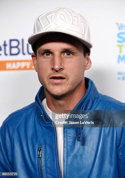 Pro skater Rob Dyrdek attends the JetBlue and VH1 Save the Music Foundation Coast-to-Coast launch party at My House on June 17, 2009 in Hollywood,...