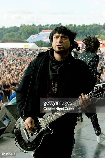 Steve Righ? guitar player of American band Mindless Self Indulgence performs on stage at the Reading Festival, England on August 24 2008.