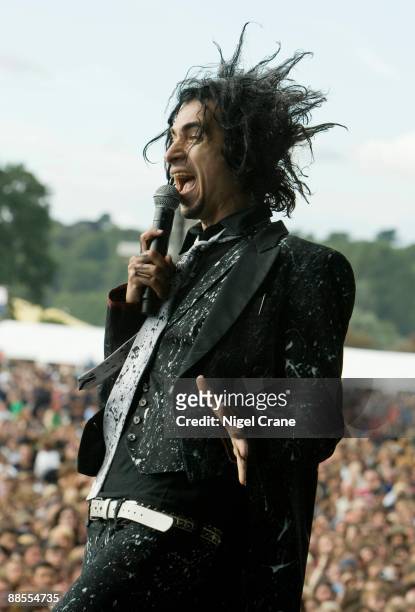 Jimmy Urine lead singer of American band Mindless Self Indulgence performs on stage at the Reading Festival, England on August 24 2008.