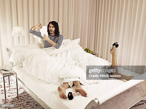 Comedian Russell Brand poses for a portrait shoot in London for Saturday Times magazine on February 22, 2009.