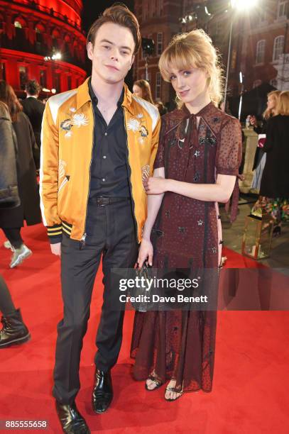 Charlie Heaton and Natalia Dyer attend The Fashion Awards 2017 in partnership with Swarovski at Royal Albert Hall on December 4, 2017 in London,...