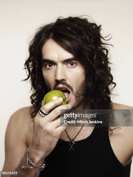 Comedian Russell Brand poses for a portrait shoot in London for Saturday Times magazine on February 22, 2009.