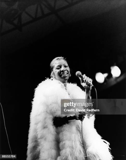 American singer and actress Natalie Cole performs live on stage at the Schaefer Music festival in Central Park, New York on 13th August 1976.