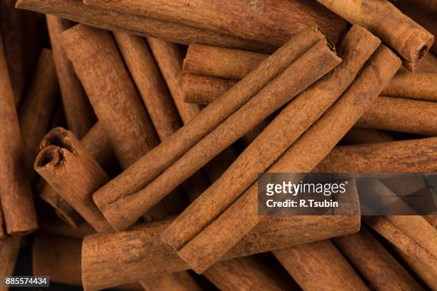 cinnamon sticks spice closeup - cinnamon imagens e fotografias de stock