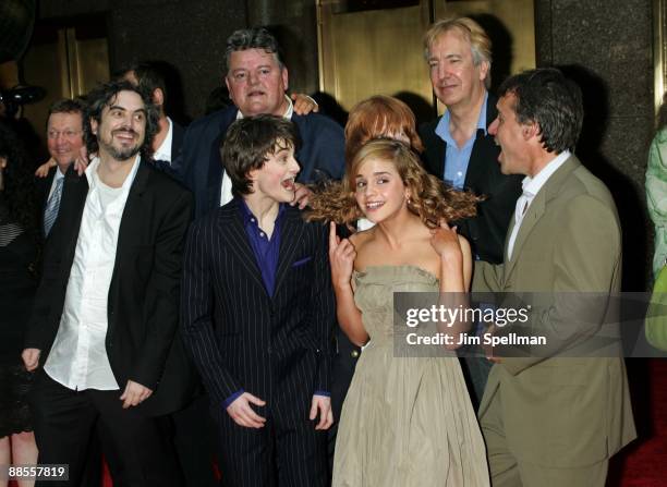 Cast from "Harry Potter and the Prisoner of Azkaban"{clockwise} Alfonso Cuaron, Robbie Coltrane, Rupert Grint, Alan Rickman, Chris Columbus,...