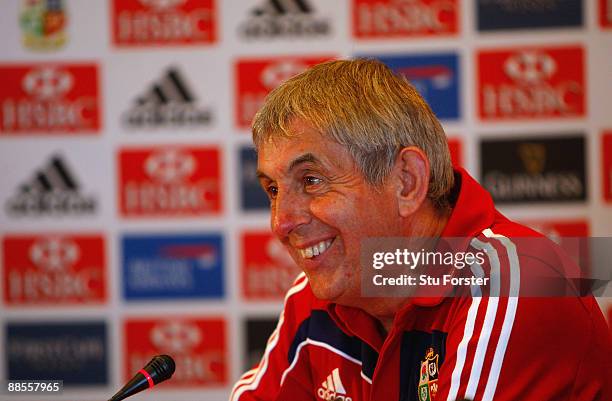 Lions head coach Ian McGeechan faces the media during the announcment of the British and Irish Lions team to face the Springboks on saturday at the...