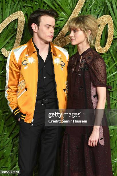 Charlie Heaton and Natalia Dyer attend The Fashion Awards 2017 in partnership with Swarovski at Royal Albert Hall on December 4, 2017 in London,...