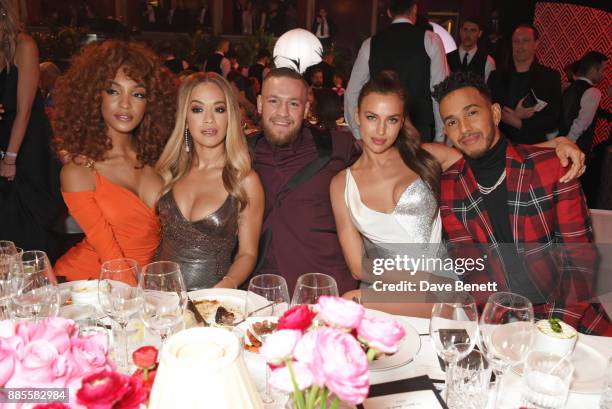 Jourdan Dunn, Rita Ora, Conor McGregor, Irina Shayk and Lewis Hamilton attend a drinks reception ahead of The Fashion Awards 2017 in partnership with...