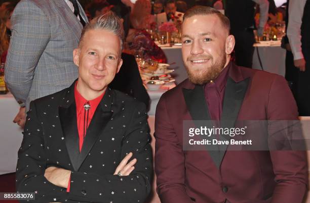 Jefferson Hack and Conor McGregor attend a drinks reception ahead of The Fashion Awards 2017 in partnership with Swarovski at Royal Albert Hall on...