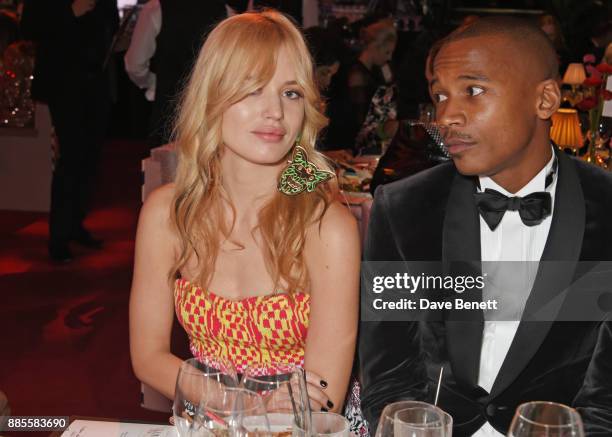 Georgia May Jagger and Eric Underwood attend a drinks reception ahead of The Fashion Awards 2017 in partnership with Swarovski at Royal Albert Hall...