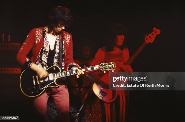 Keith Richards and Bill Wyman of the Rolling Stones perform live at the Roundhouse in London, 14th March 1971.