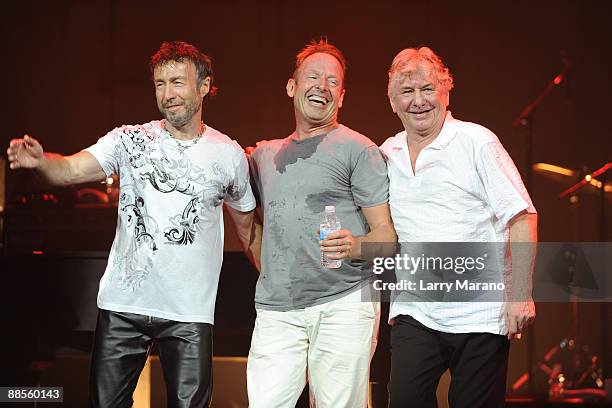 Singer Paul Rogers, drummer Simon Kirk and guitarist Mick Ralphs of Bad Company perform at Hard Rock live held at the Seminole Hard Rock Hotel and...