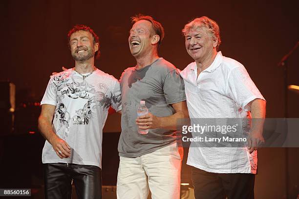 Singer Paul Rogers, drummer Simon Kirk and guitarist Mick Ralphs of Bad Company perform at Hard Rock live held at the Seminole Hard Rock Hotel and...