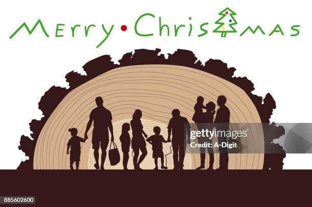 gruß familie weihnachtsbaum - cousins stock-grafiken, -clipart, -cartoons und -symbole