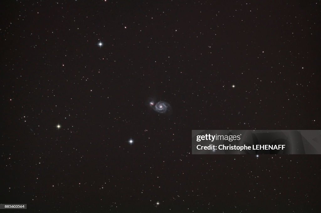 Seine et Marne. At the heart of the constellation Hunting Dogs (Canes venatici) a galaxy (M51 - Whirlpool) seems lost among the stars.