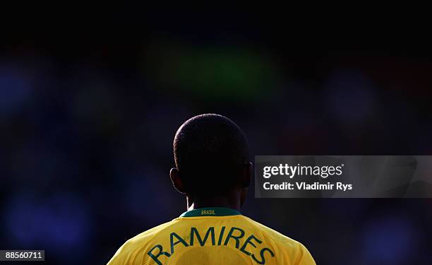 Ramires of Brazil is seen during the FIFA Confederations Cup match between U.S.A. And Brazil at Loftus Versfeld Stadium on June 18, 2009 in Pretoria,...