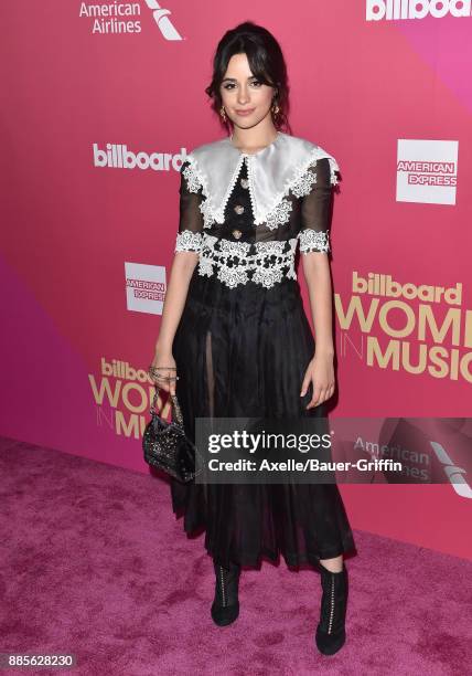 Singer Camila Cabello arrives at the Billboard Women In Music 2017 at The Ray Dolby Ballroom at Hollywood & Highland Center on November 30, 2017 in...
