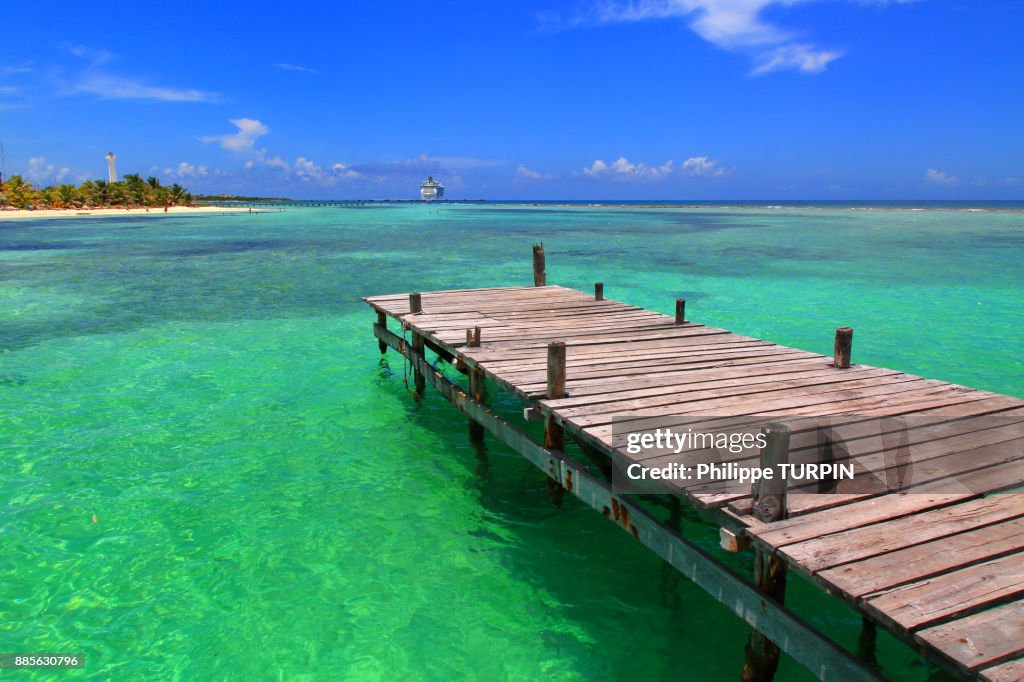 Mexico, Quintana Roo. Costa Maya. Majahual. Ship Freedom of the Seas. Royal Caribbean