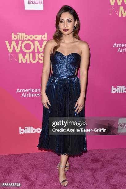 Actress Francia Raisa arrives at the Billboard Women In Music 2017 at The Ray Dolby Ballroom at Hollywood & Highland Center on November 30, 2017 in...