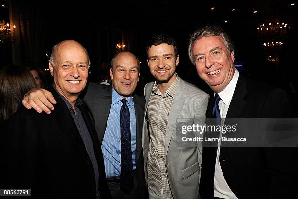 Record executive Clive Calder, Barry Weiss Chairman and CEO for RCA/Jive Label Group of Sony Music, Justin Timberlake, and Rolf Schmidt-Holtz, Chief...