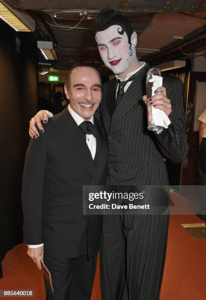 John Galliano and Charles Jeffrey, winner of the British Emerging Talent award for Charles Jeffrey LOVERBOY, pose backstage at The Fashion Awards...