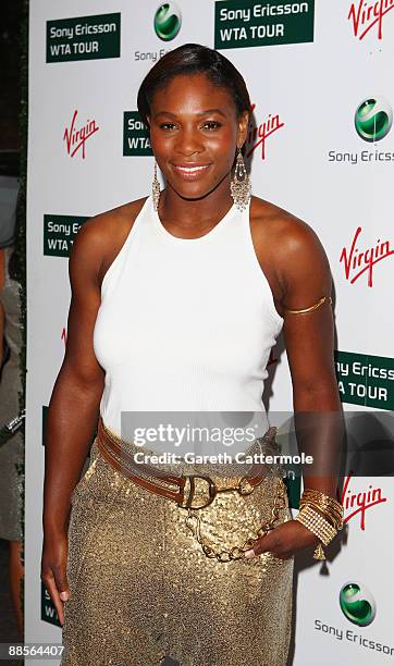 Tennis player Serena Williams arrives at The Ralph Lauren Sony Ericsson WTA Tour Pre-Wimbledon Party at The Roof Gardens on June 18, 2009 in London,...