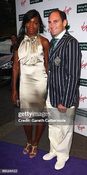 Tennis player Venus Williams and WTA CEO Larry Scott arrive at The Ralph Lauren Sony Ericsson WTA Tour Pre-Wimbledon Party at The Roof Gardens on...