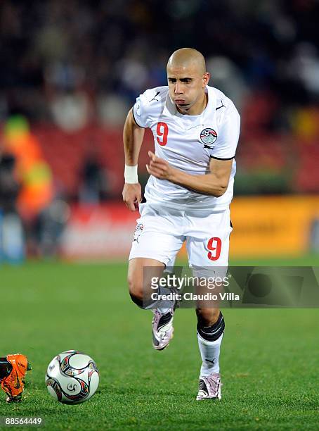 Mohamed Zidan of Egypt in action during the FIFA Confederations Cup match between Egypt and Italy at Ellis Stadium on June 18, 2009 in Johannesburg,...