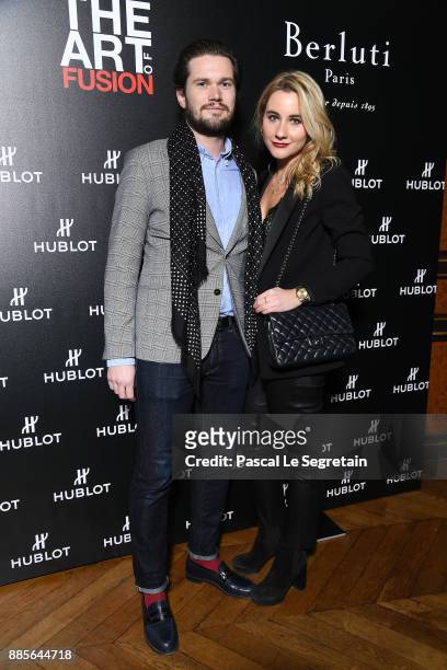 Camille Benaroch and guest attend the Hublot and Berluti unveil of two new watches at Hotel D'Evreux on December 4, 2017 in Paris, France.