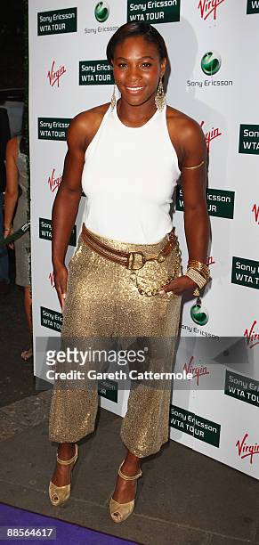 Tennis player Serena Williams arrives at The Ralph Lauren Sony Ericsson WTA Tour Pre-Wimbledon Party at The Roof Gardens on June 18, 2009 in London,...