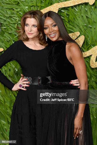 Stephanie Seymour and Naomi Campbell attend The Fashion Awards 2017 in partnership with Swarovski at Royal Albert Hall on December 4, 2017 in London,...