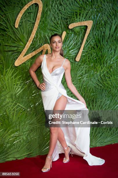 Irina Shayk attends the Fashion Awards 2017 In Partnership With Swarovski at Royal Albert Hall on December 4, 2017 in London, England.