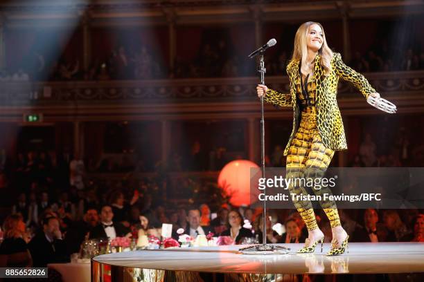 Rita Ora performs on stage during The Fashion Awards 2017 in partnership with Swarovski at Royal Albert Hall on December 4, 2017 in London, England.