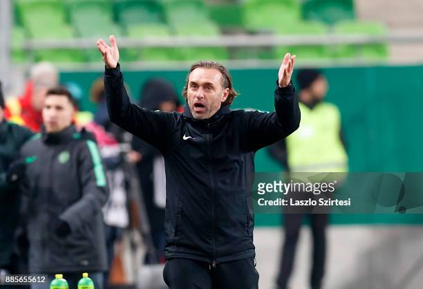 Head coach Thomas Doll of Ferencvarosi TC reacts during the Hungarian OTP Bank Liga match between Ferencvarosi TC and Videoton FC at Groupama Arena...