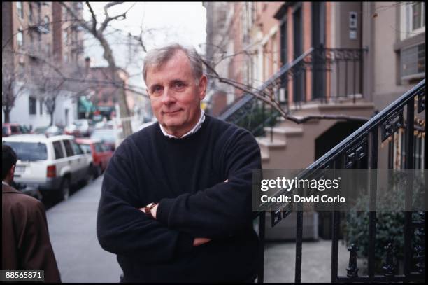 Author Edmund White poses for a portrait on W22nd Street on February 28, 2000 in New York City, New York.