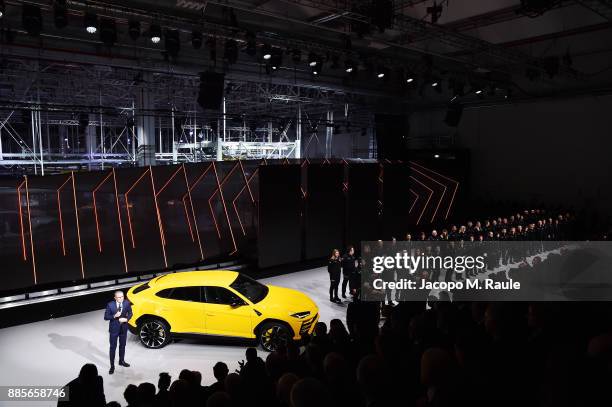 Stefano Domenicali attends LAMBORGHINI URUS WORLD PREMIERE on December 4, 2017 in Sant'Agata Bolognese, Italy.