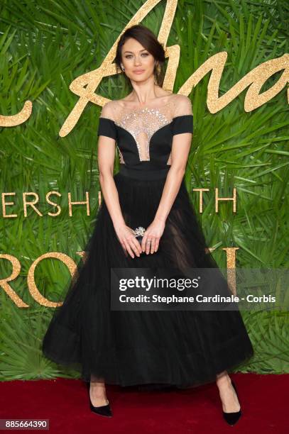 Olga Kurylenko attends the Fashion Awards 2017 In Partnership With Swarovski at Royal Albert Hall on December 4, 2017 in London, England.