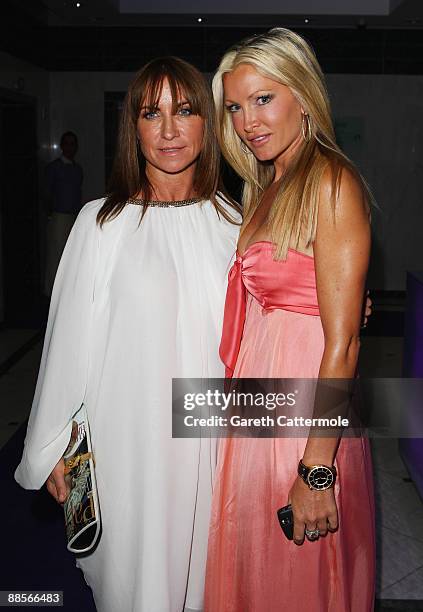 Meg Matthews and Caprice arrive at The Ralph Lauren Sony Ericsson WTA Tour Pre-Wimbledon Party at The Roof Gardens on June 18, 2009 in London,...