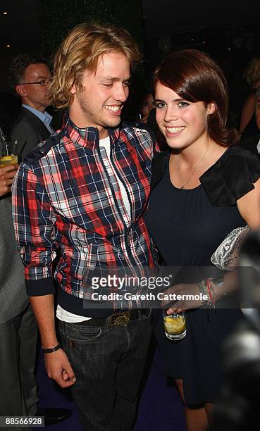 Sam Branson and Princess Eugenie attend The Ralph Lauren Sony Ericsson WTA Tour Pre-Wimbledon Party at The Roof Gardens on June 18, 2009 in London,...